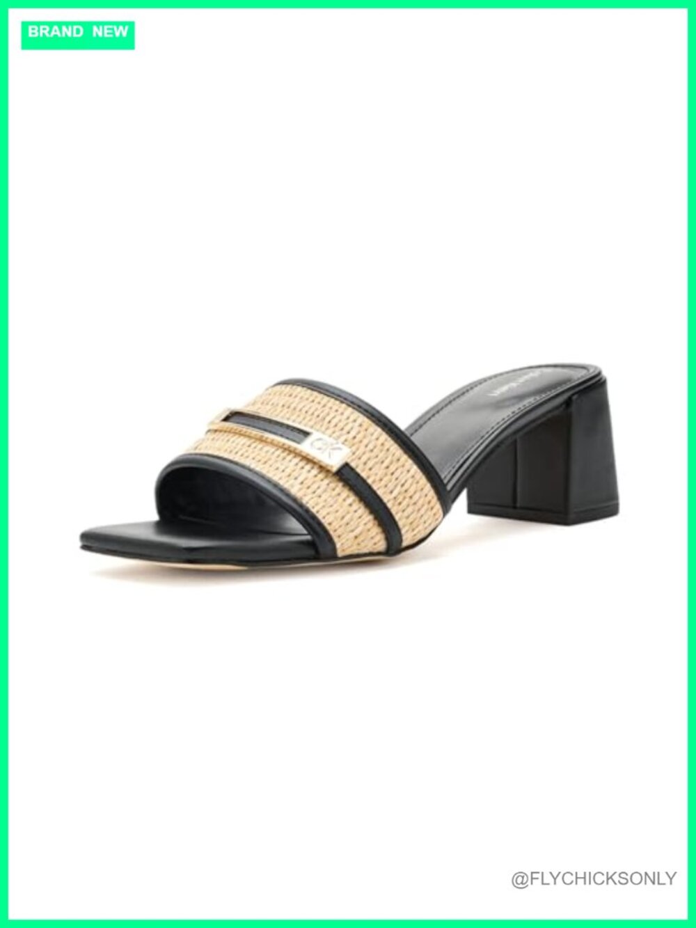 Calvin Klein Paloma Square Toe Slip On Block Heel Sandal